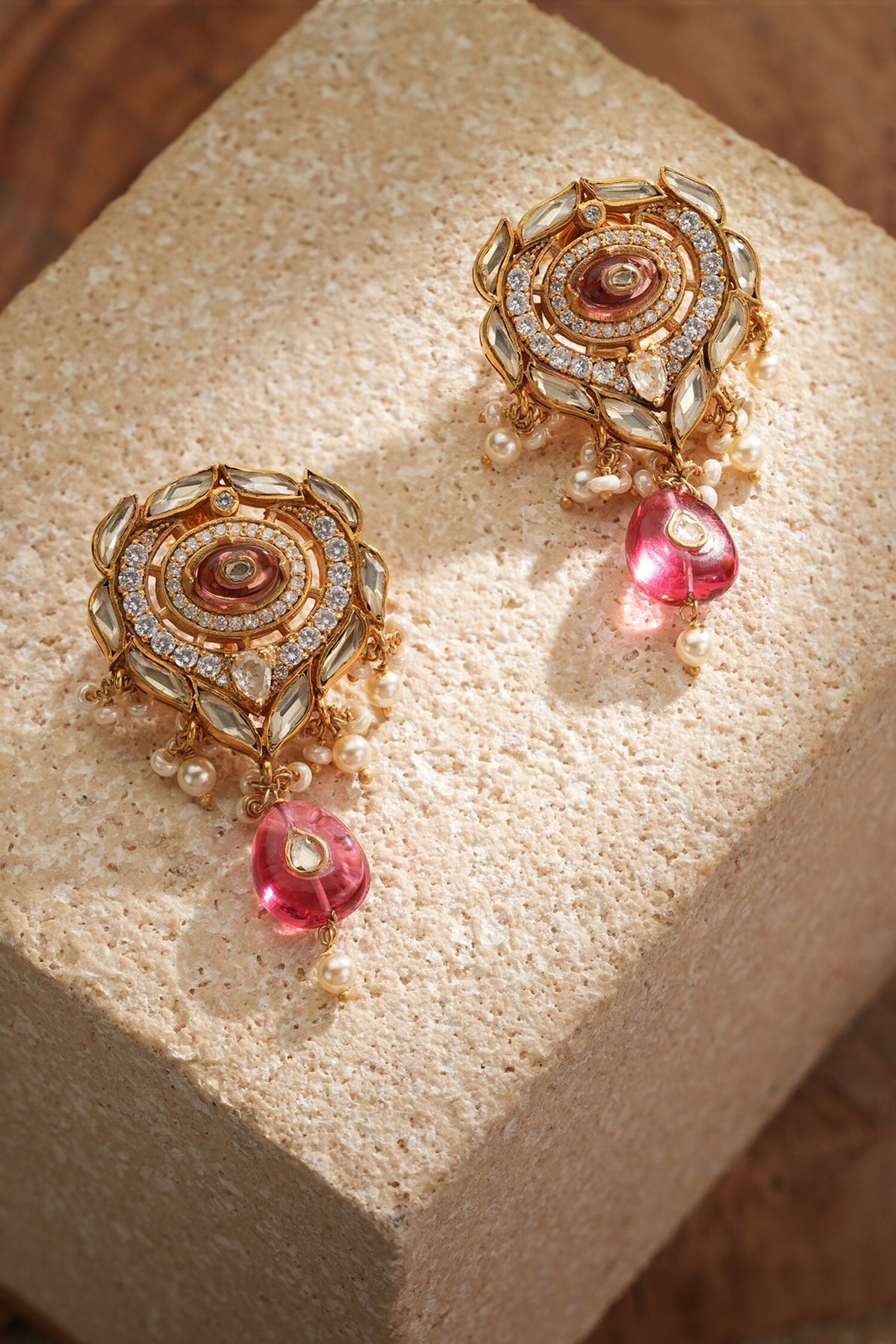 Stone Embellished Drop Earrings 