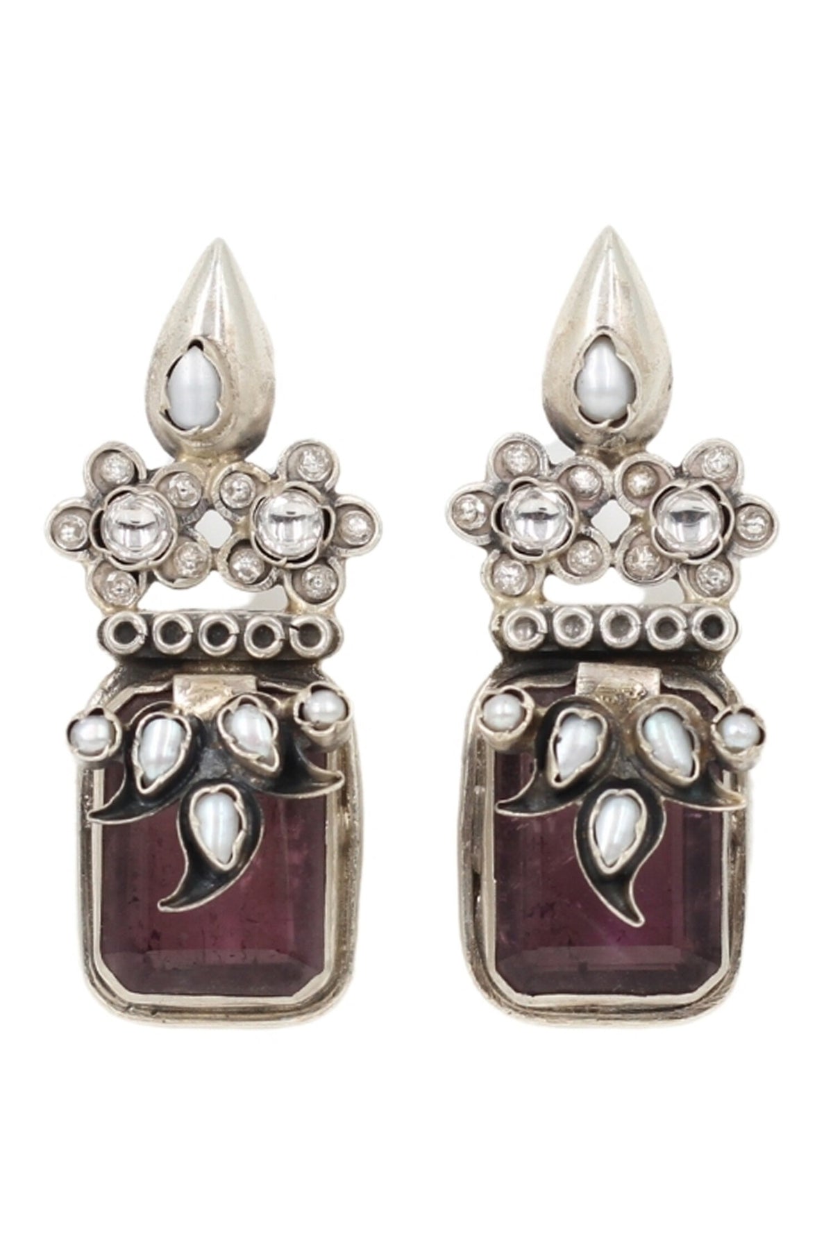 Refined Grace Floral Crystal Earrings 