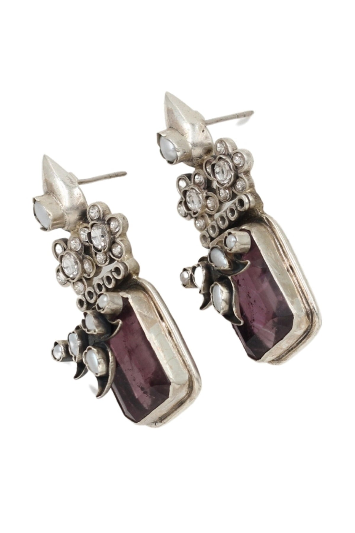 Refined Grace Floral Crystal Earrings 