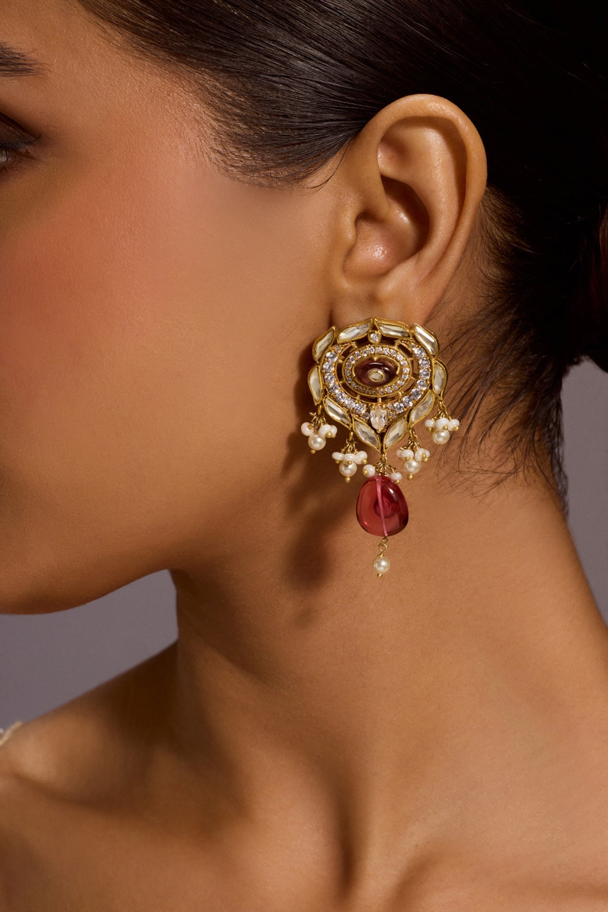 Stone Embellished Drop Earrings 