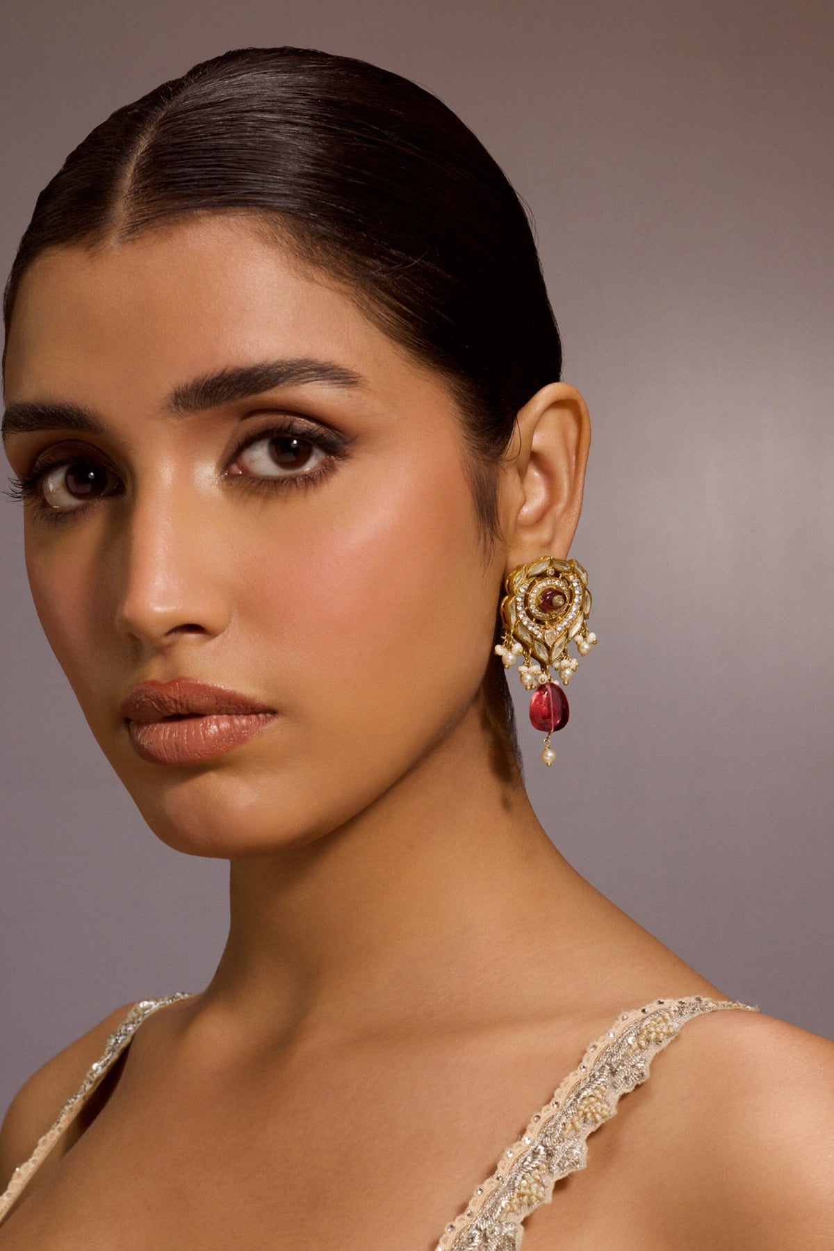 Stone Embellished Drop Earrings 