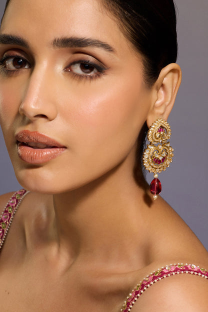Lotus Stone Embellished Earrings 