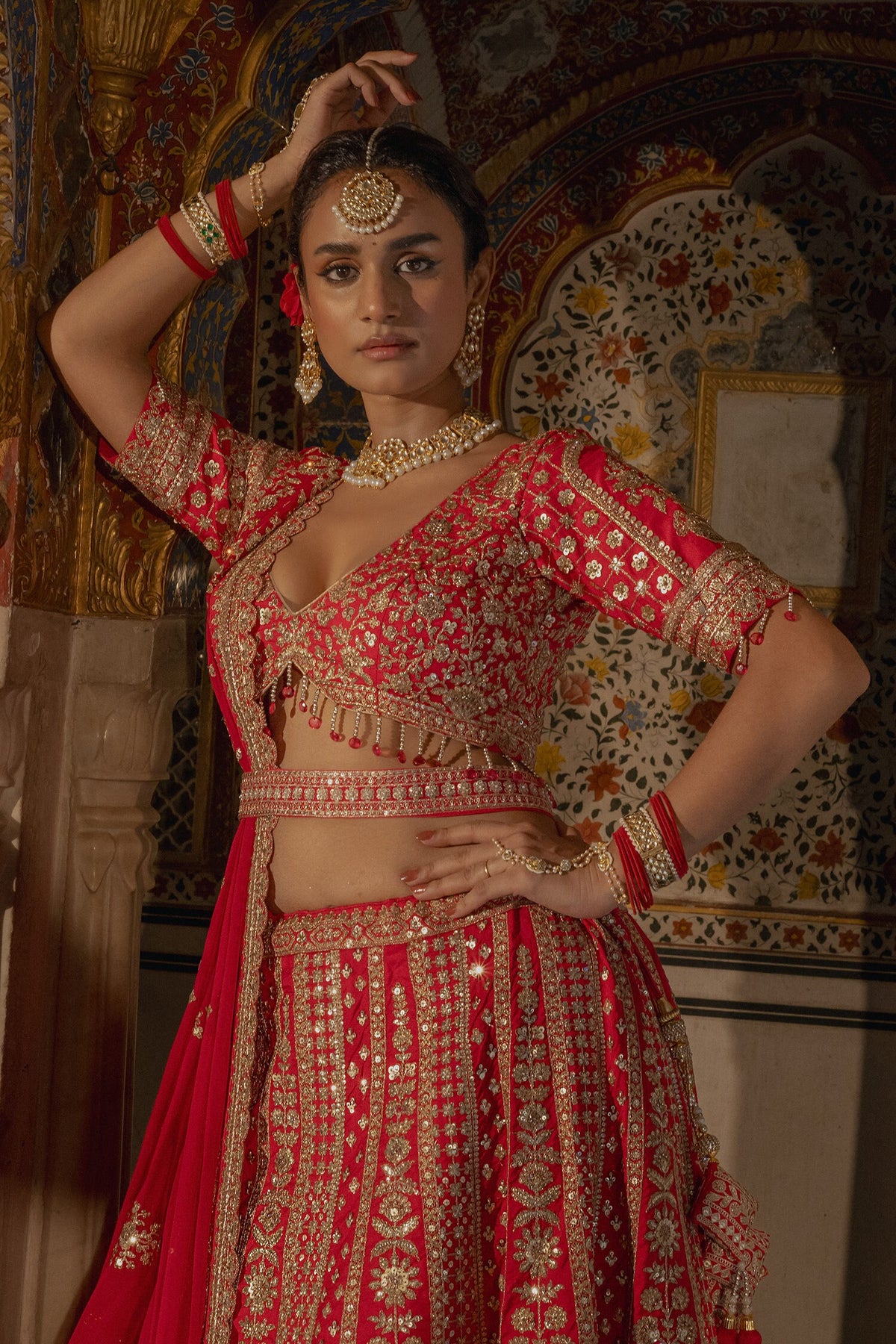 Ruby Embellished 2 Pcs Haathphool 
