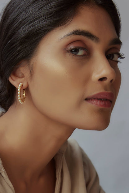 Pearl Embellished Hoops 