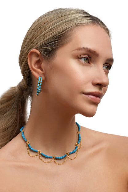 Kiara Stone Studded Hoops 