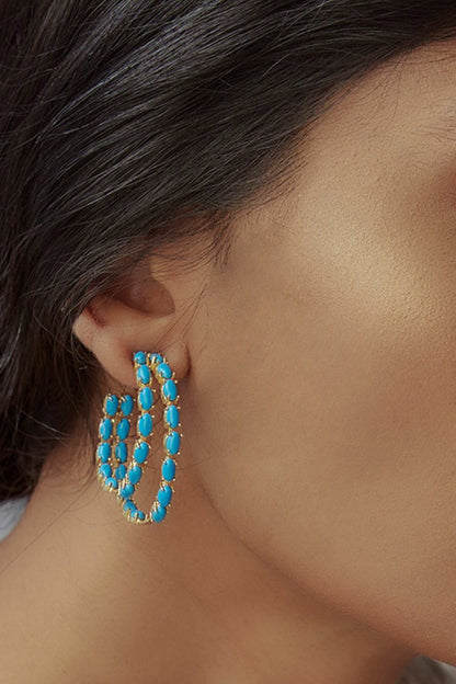 Kiara Stone Studded Hoops 