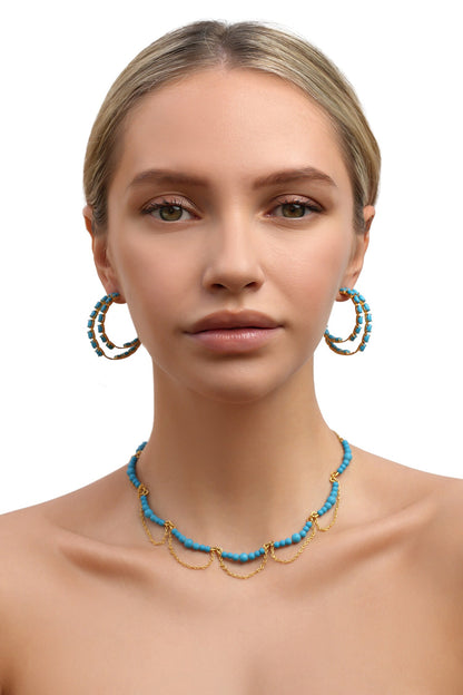 Kiara Stone Studded Hoops 