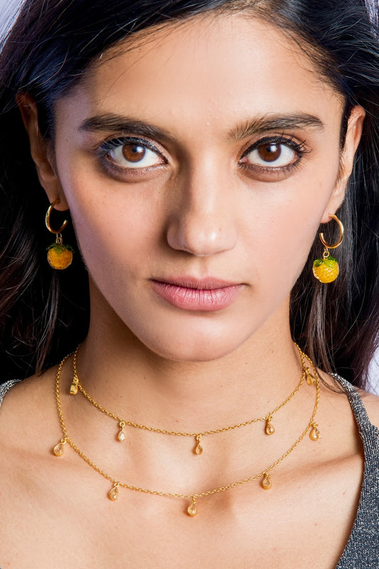Citrine Witch Garnet Stone Embellished Chain - Set of 2 
