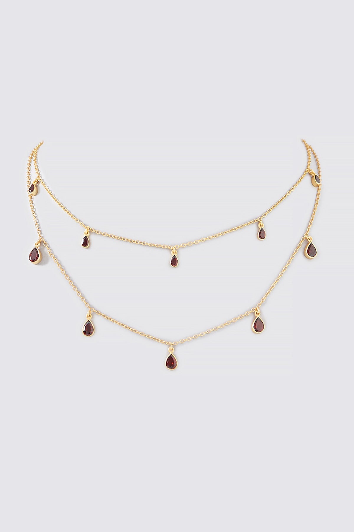 Garnet Witch Stone Studded Chain - Set of 2 