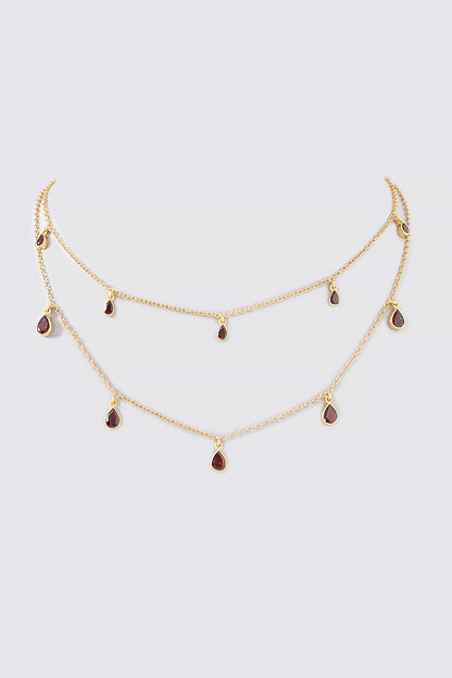 Garnet Witch Stone Studded Chain - Set of 2 