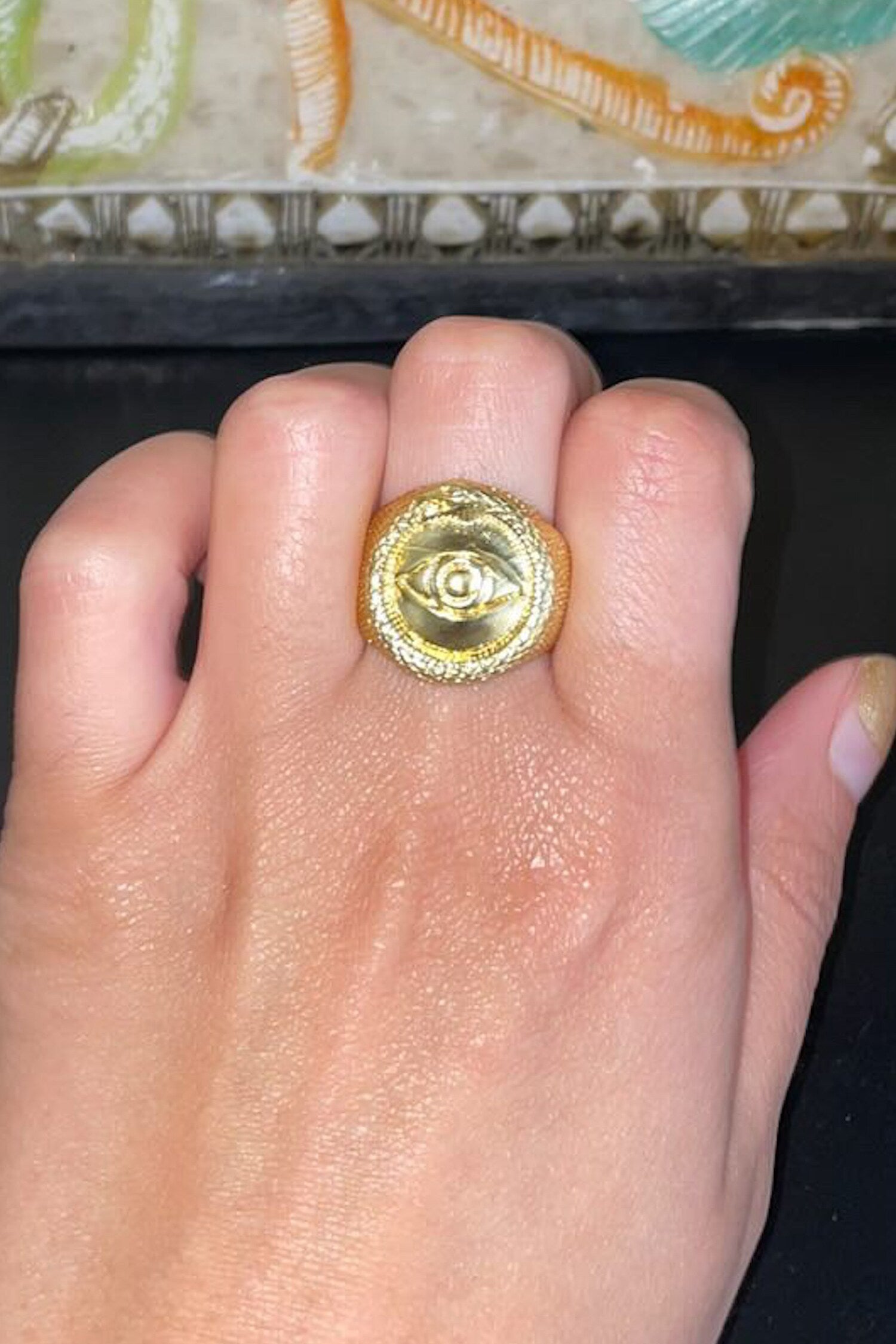 Evil Eye Carved Ring 
