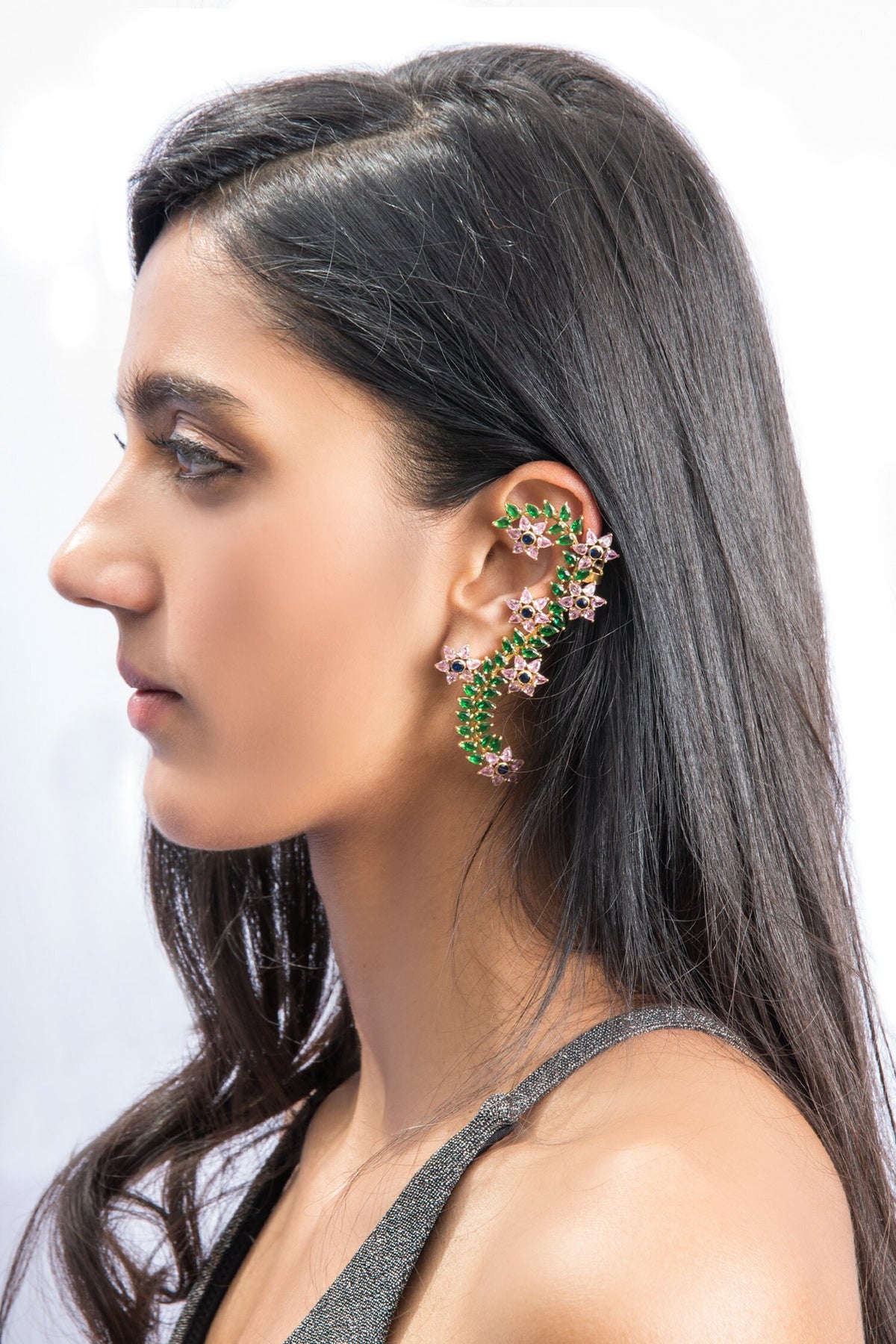 Floret Creeper Embellished Ear Cuffs 