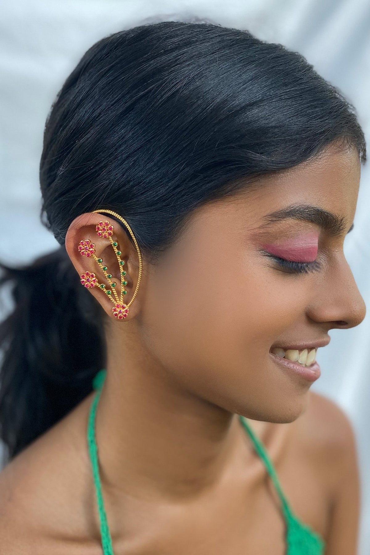 Lotus Zirconia Embellished Ear Cuffs 