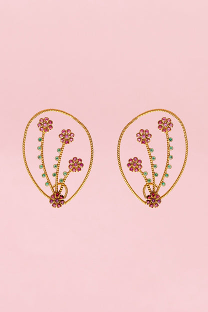 Lotus Zirconia Embellished Ear Cuffs 