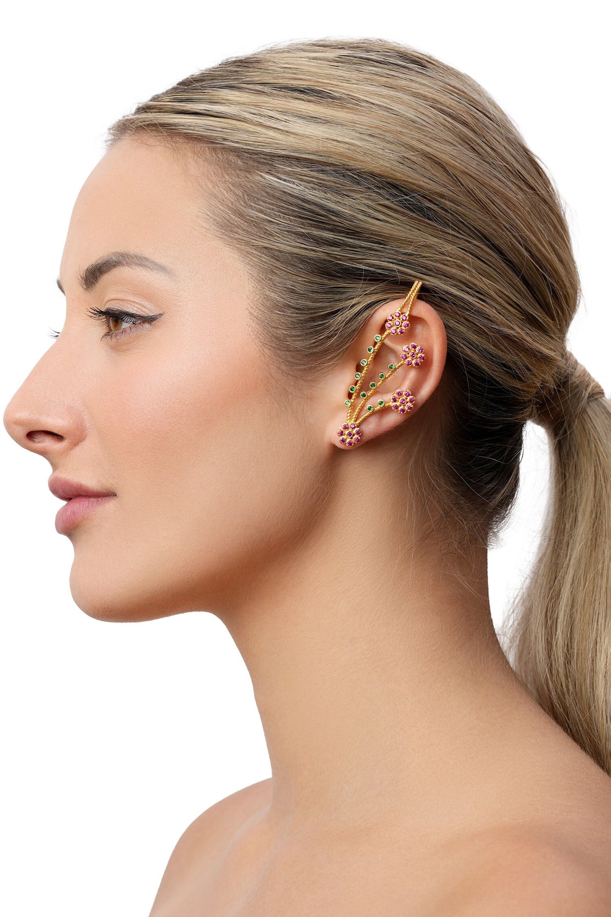 Lotus Zirconia Embellished Ear Cuffs 