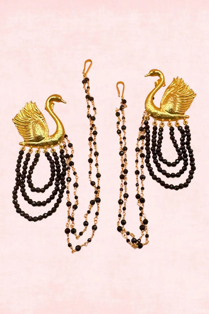Swan Bead Tassel Earrings 