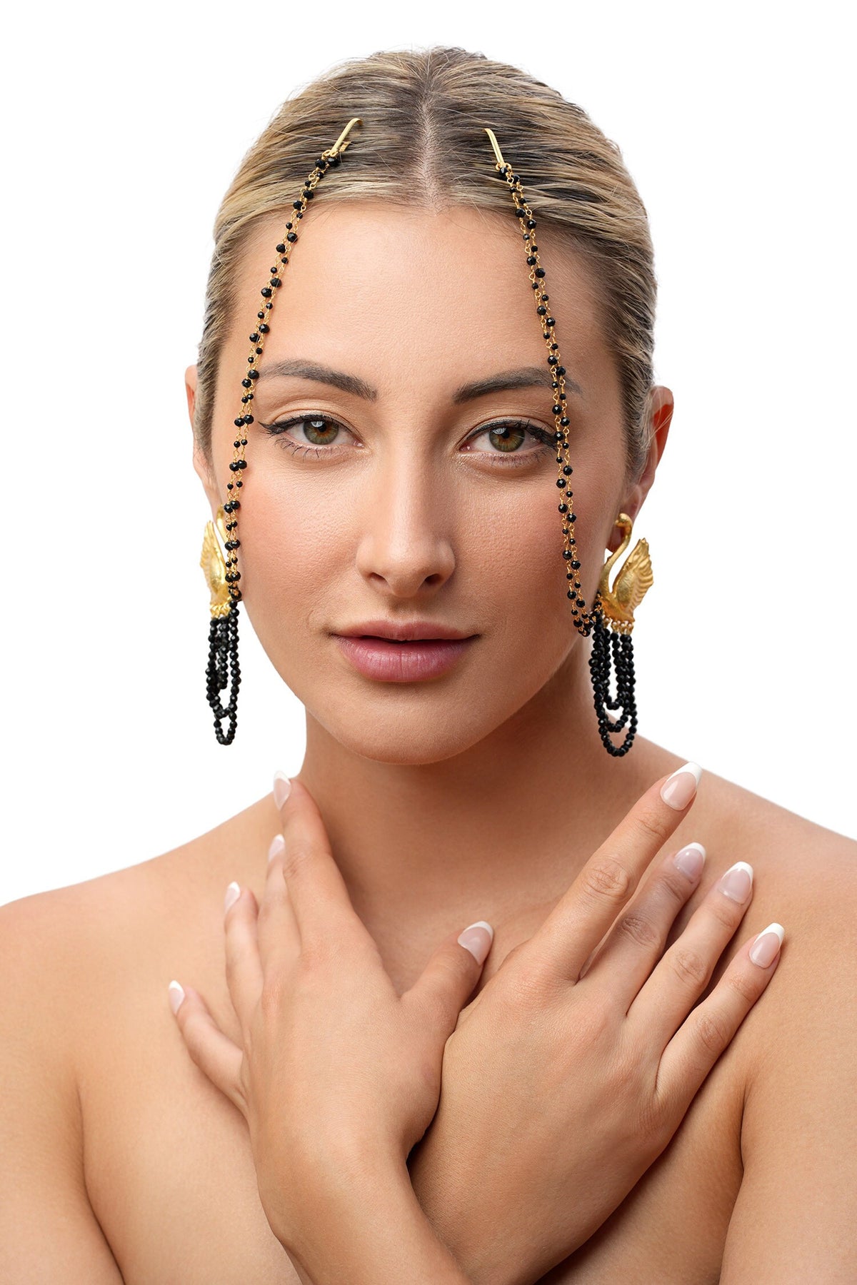 Swan Bead Tassel Earrings 