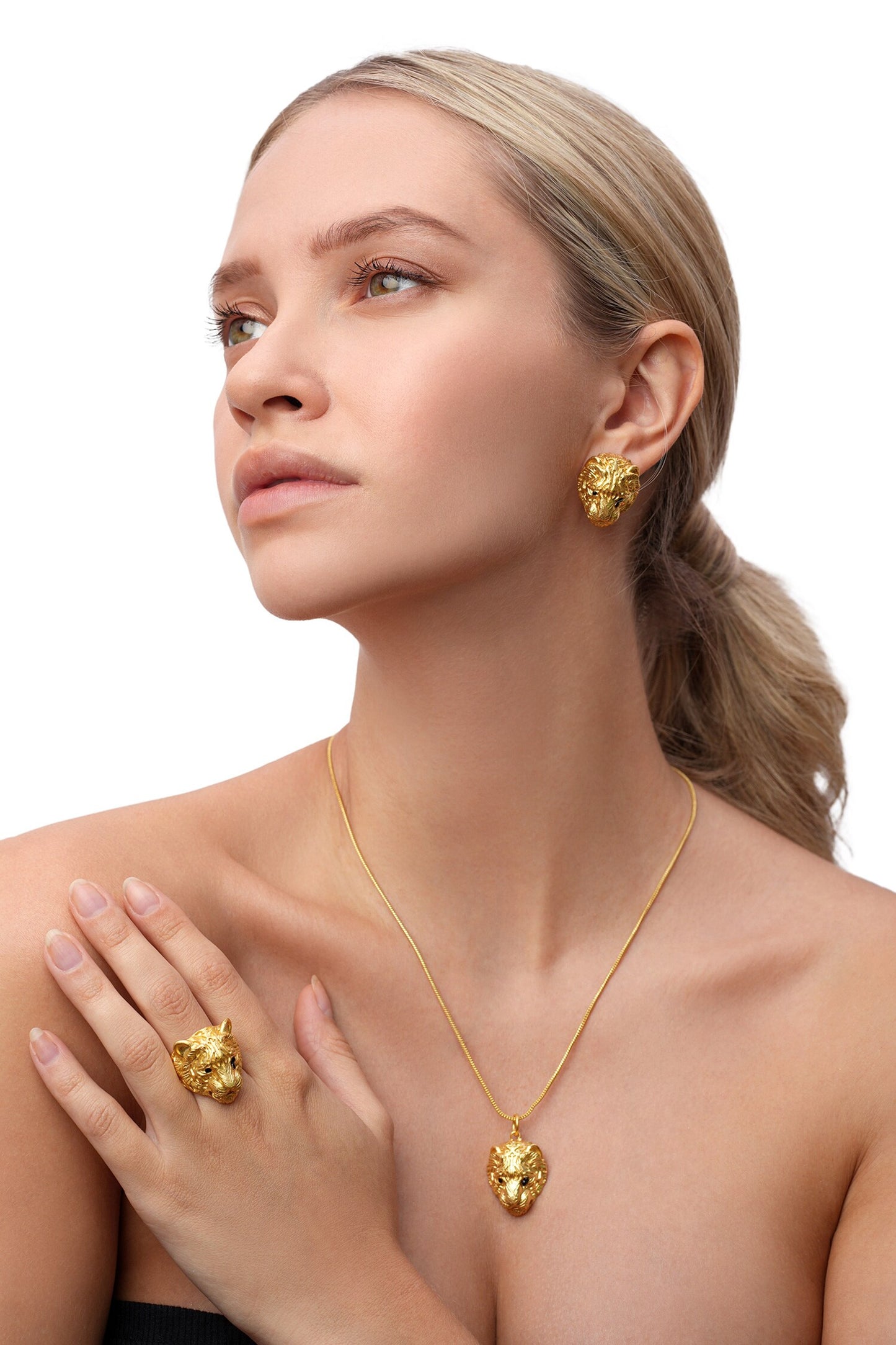 Huli Tiger Shaped Studs 