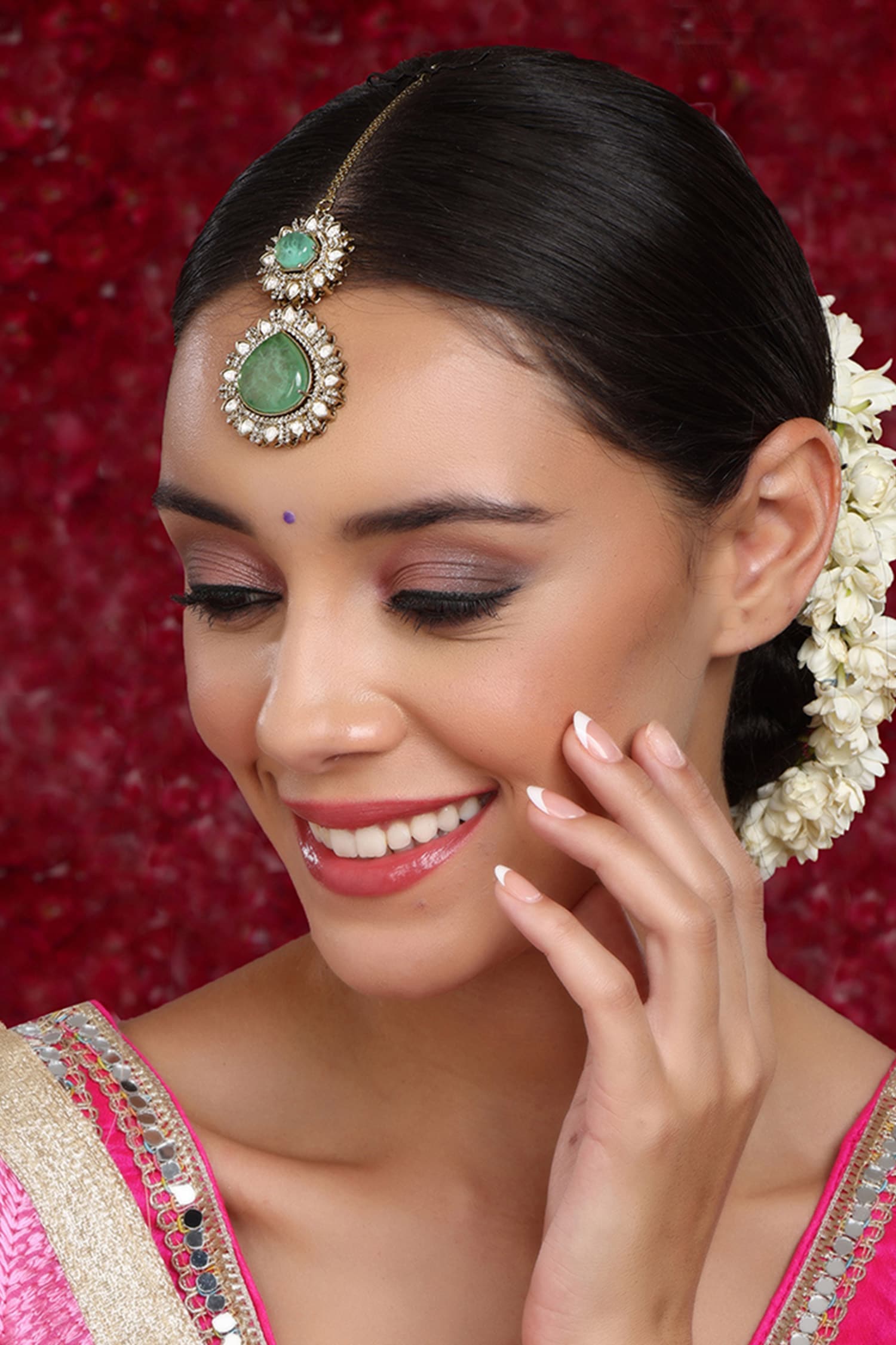 Semi Precious Stone Embellished Maangtikka 
