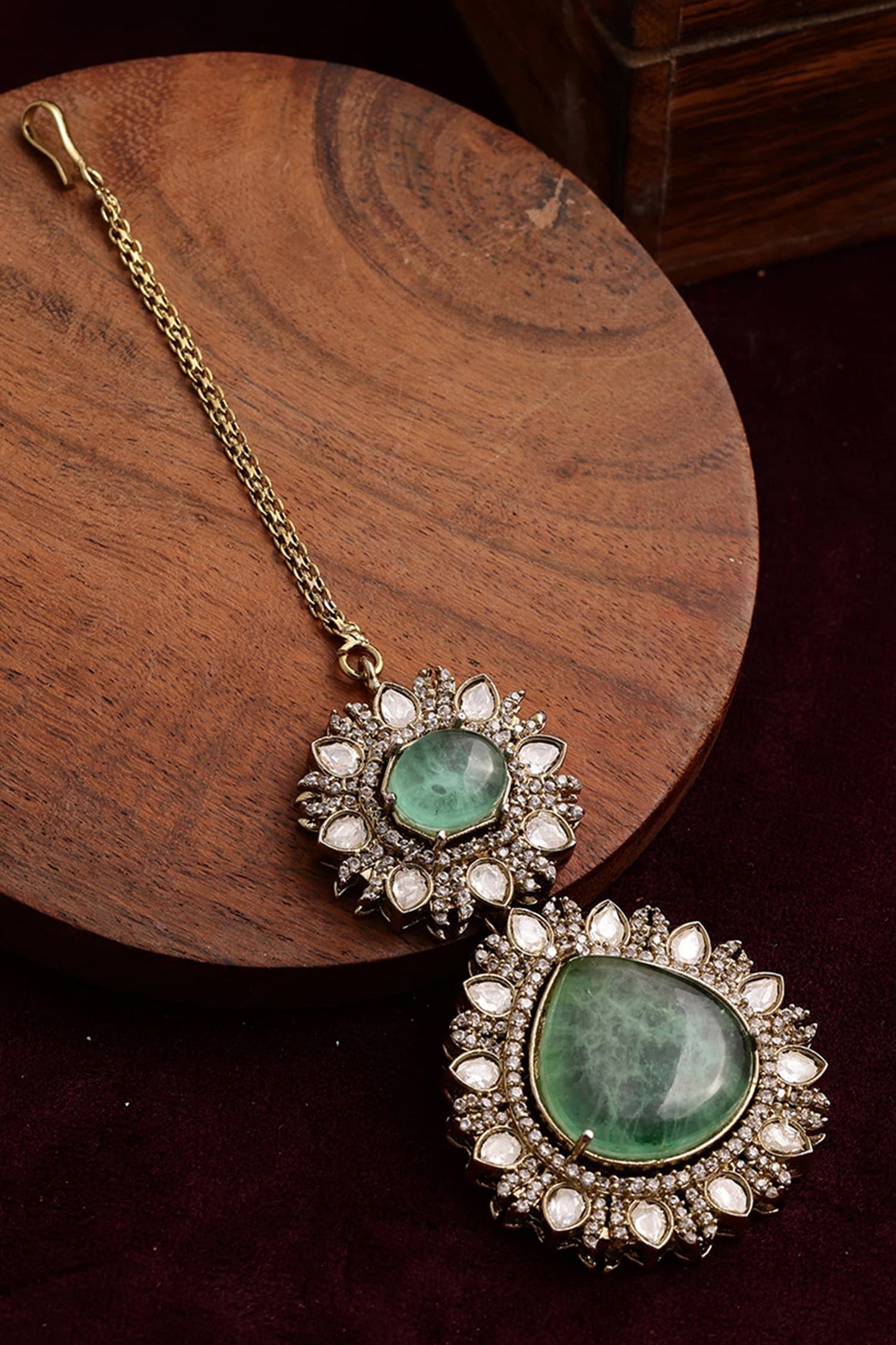 Semi Precious Stone Embellished Maangtikka 