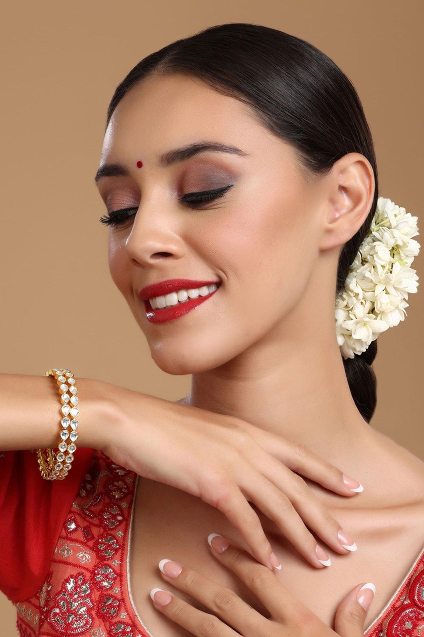 Kundan Studded Cutwork Bangle - Single Pc 