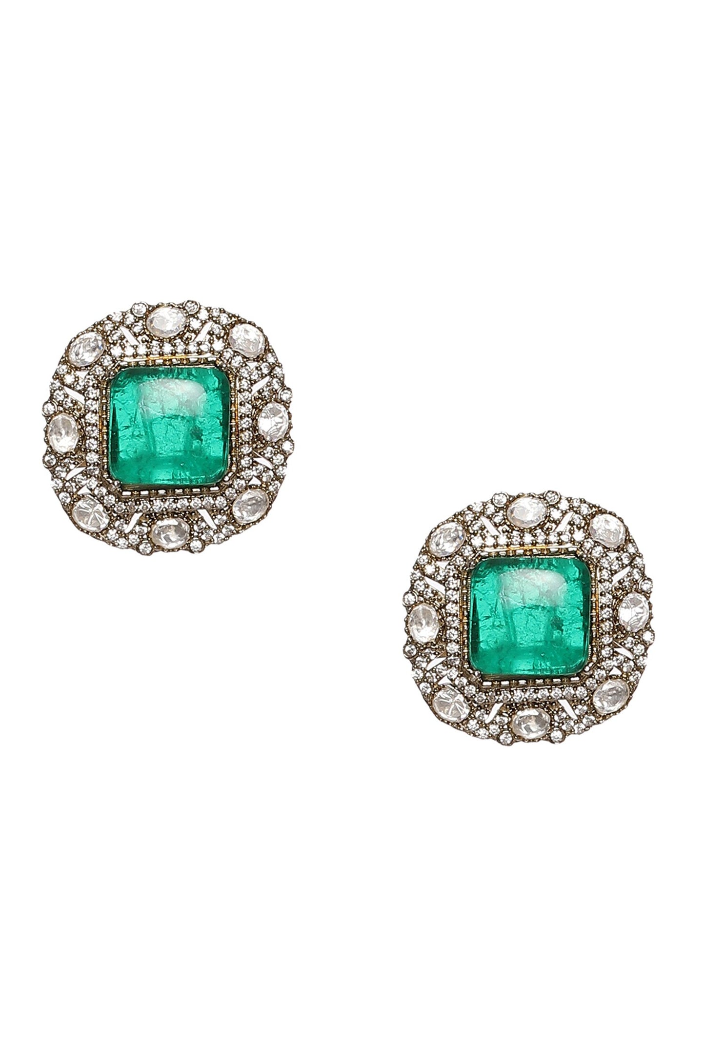 Moissanite Polki Embellished Pendant Choker Set 