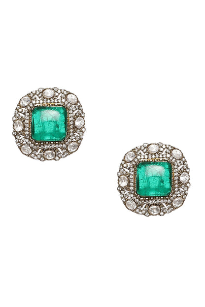 Moissanite Polki Embellished Pendant Choker Set 