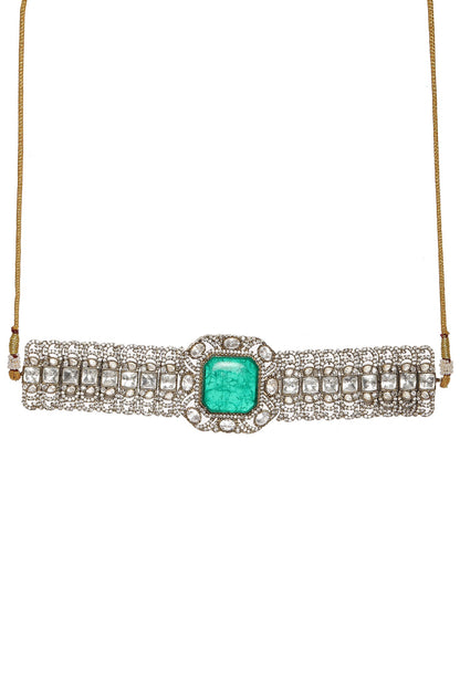 Moissanite Polki Embellished Pendant Choker Set 