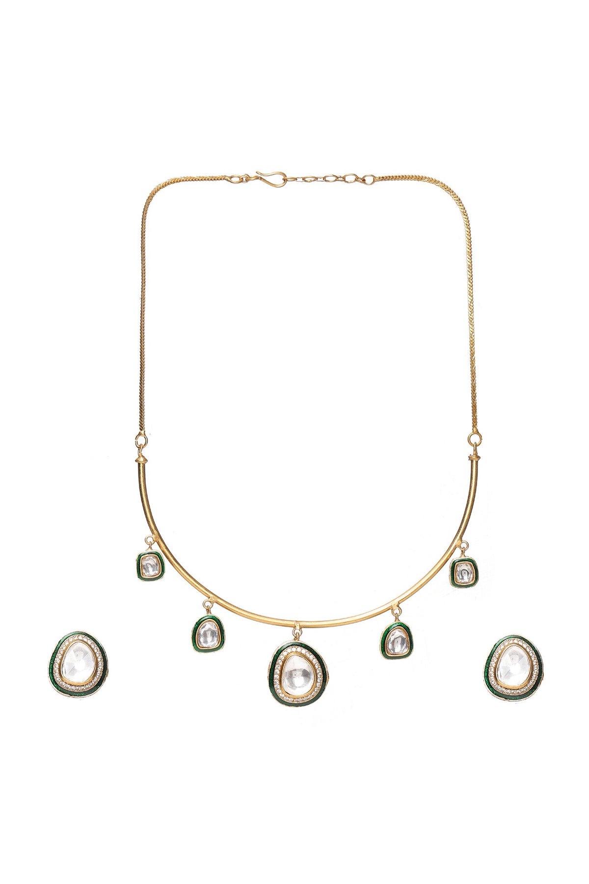 Kundan Stone Embellished Hasli Necklace Set 