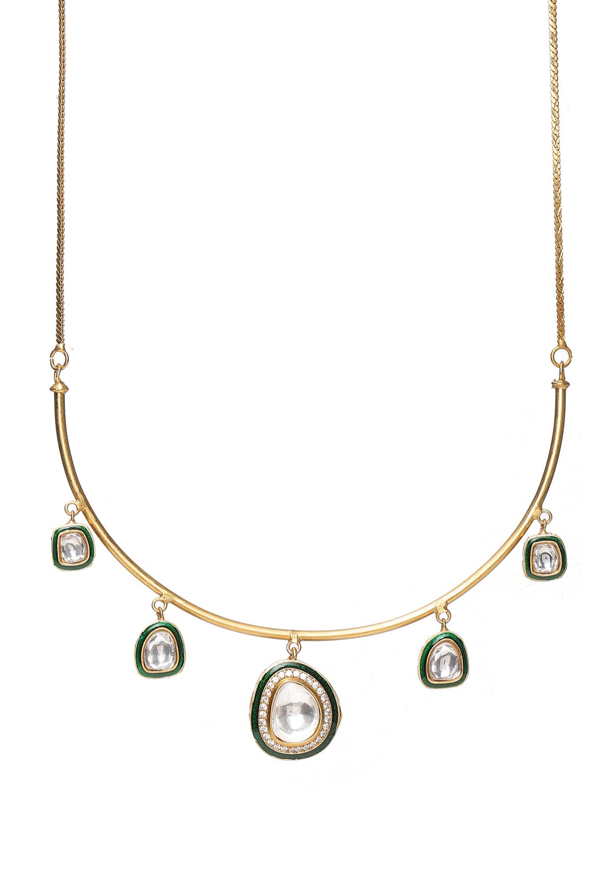 Kundan Stone Embellished Hasli Necklace Set 