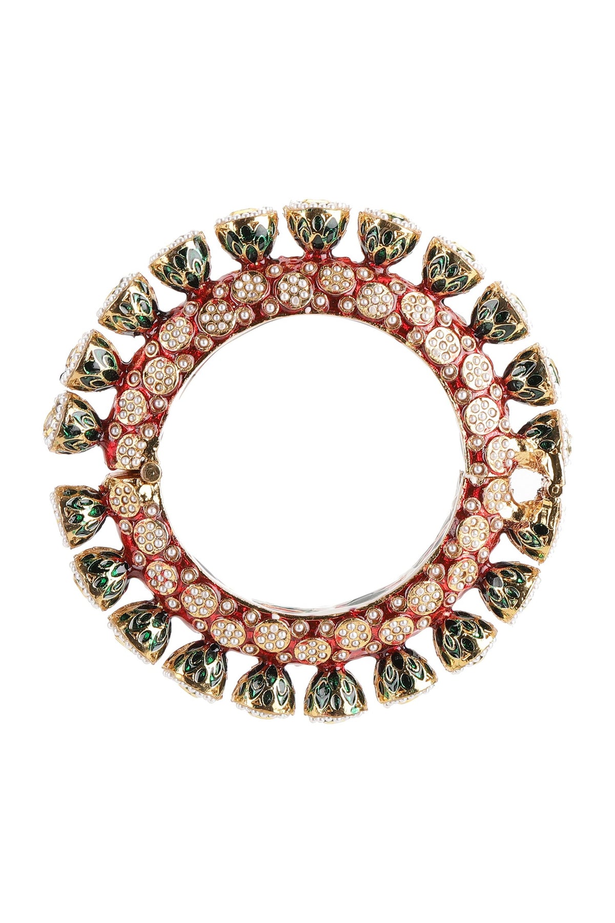Meenakari Work Kundan & Pearl Embellished Bangles - Set of 2 