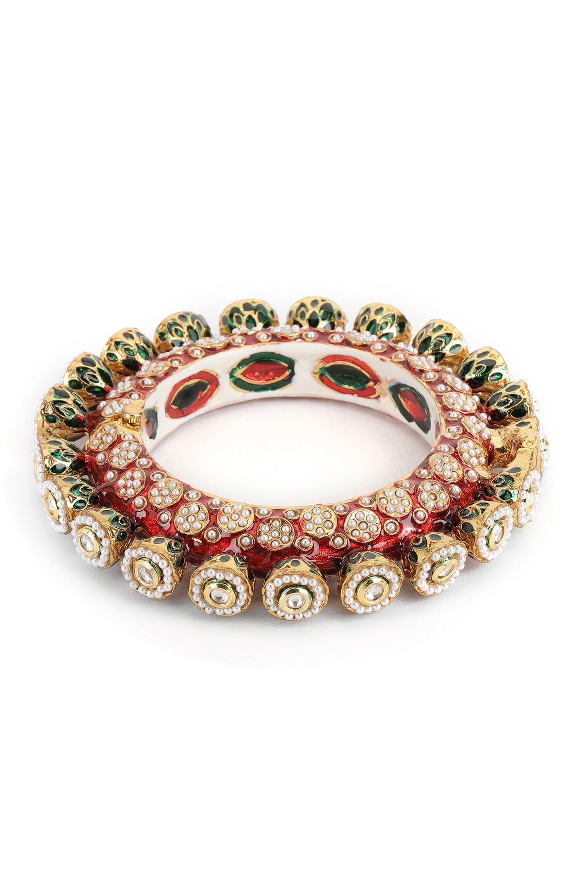 Meenakari Work Kundan & Pearl Embellished Bangles - Set of 2 