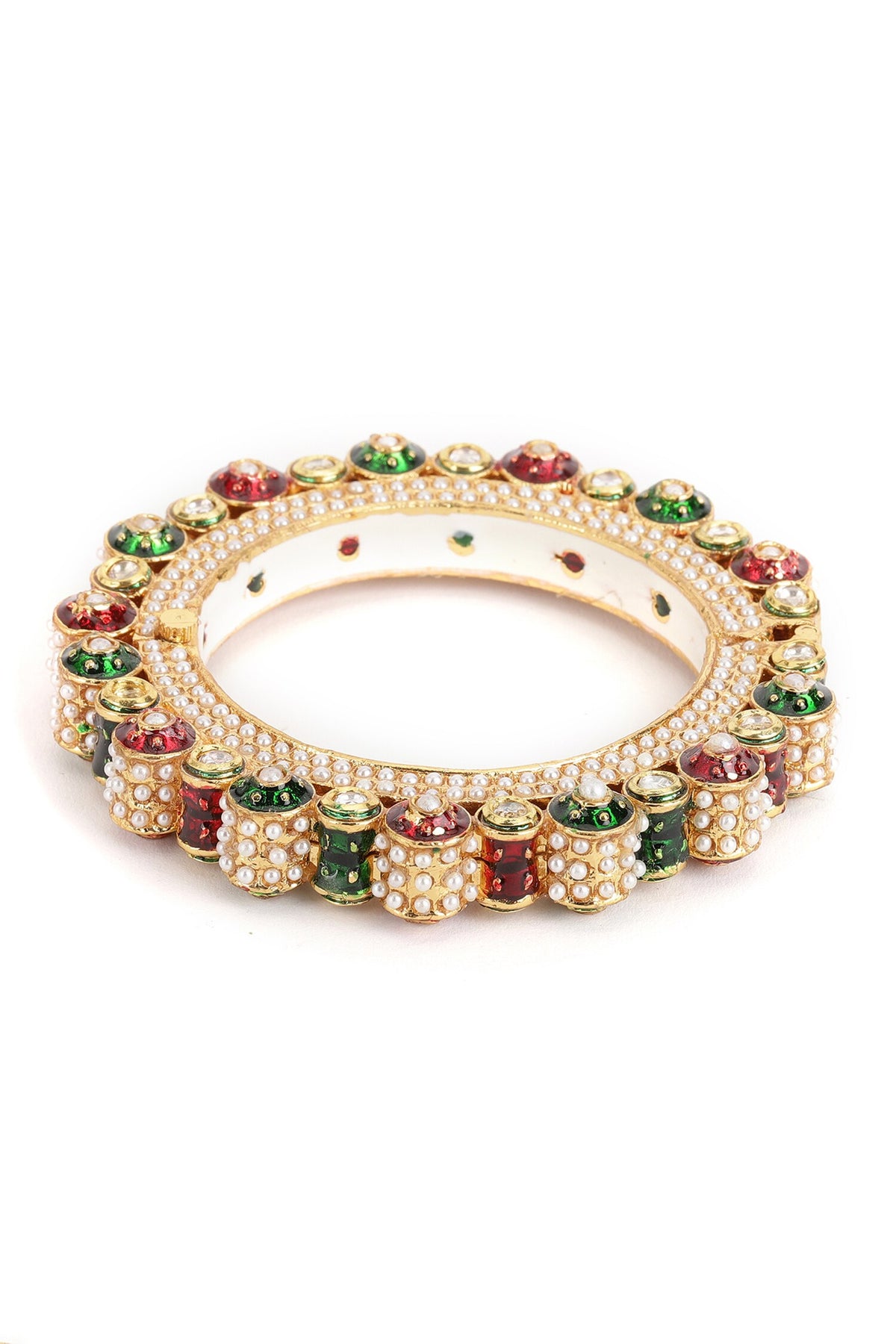 Meenakari Work Pearl Embellished Bangles - Set of 2 