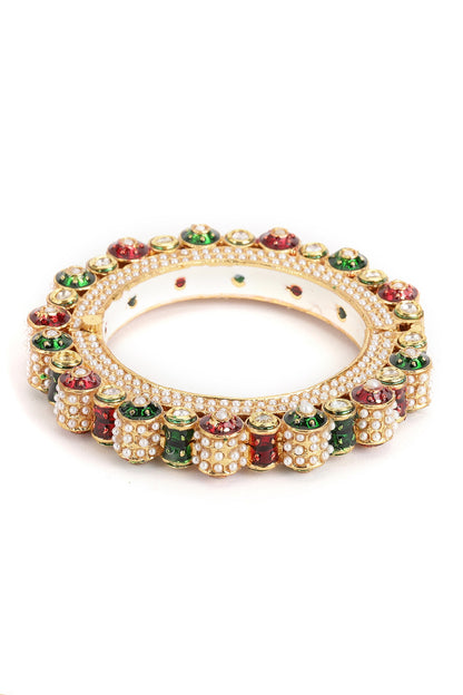 Meenakari Work Pearl Embellished Bangles - Set of 2 