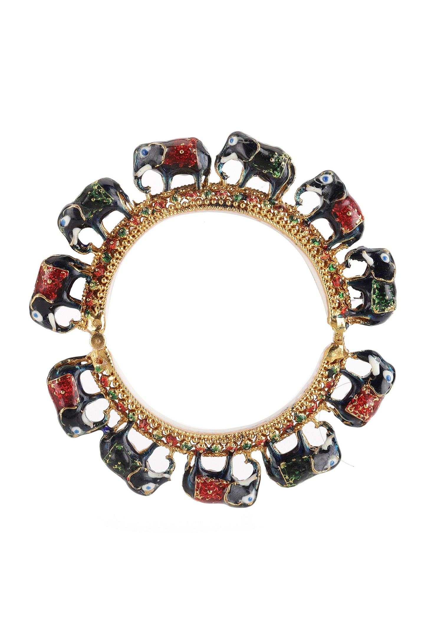 Elephant Carved Meenakari Bangles - Set of 2 