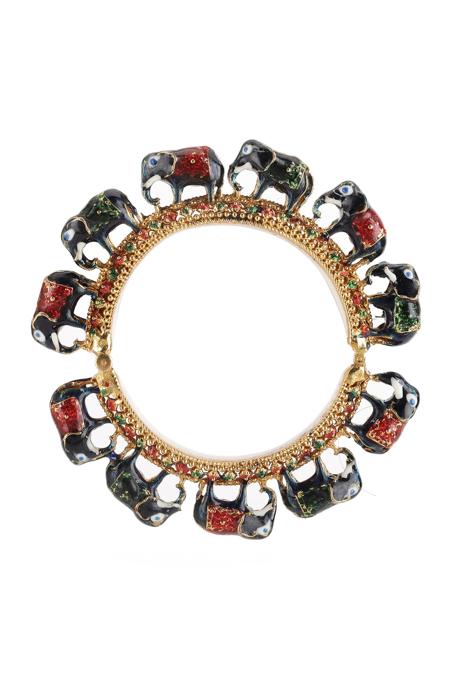 Elephant Carved Meenakari Bangles - Set of 2 
