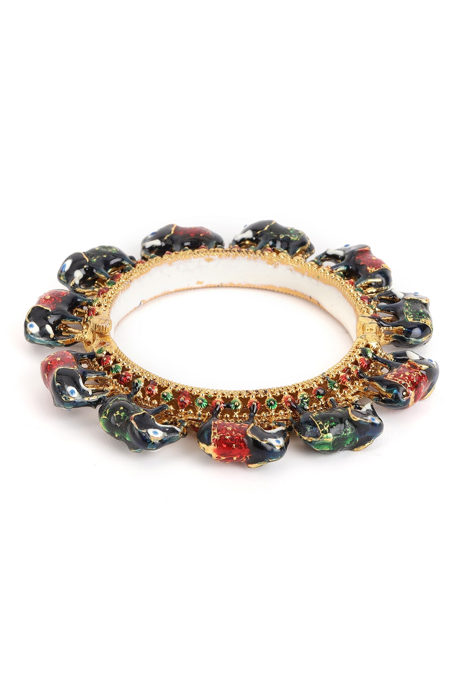 Elephant Carved Meenakari Bangles - Set of 2 