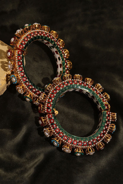 Pearl & Meenakari Work Bangles- Set of 2 
