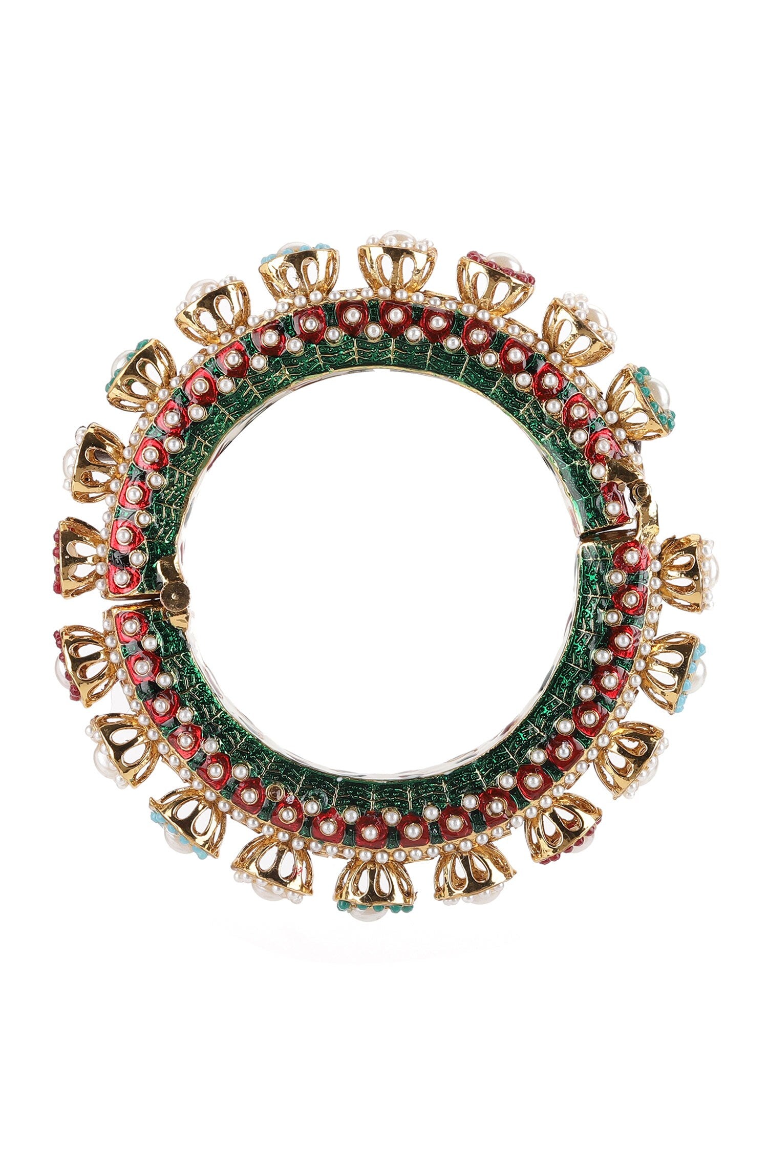 Pearl & Meenakari Work Bangles- Set of 2 