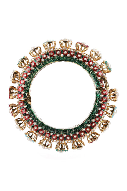 Pearl & Meenakari Work Bangles- Set of 2 