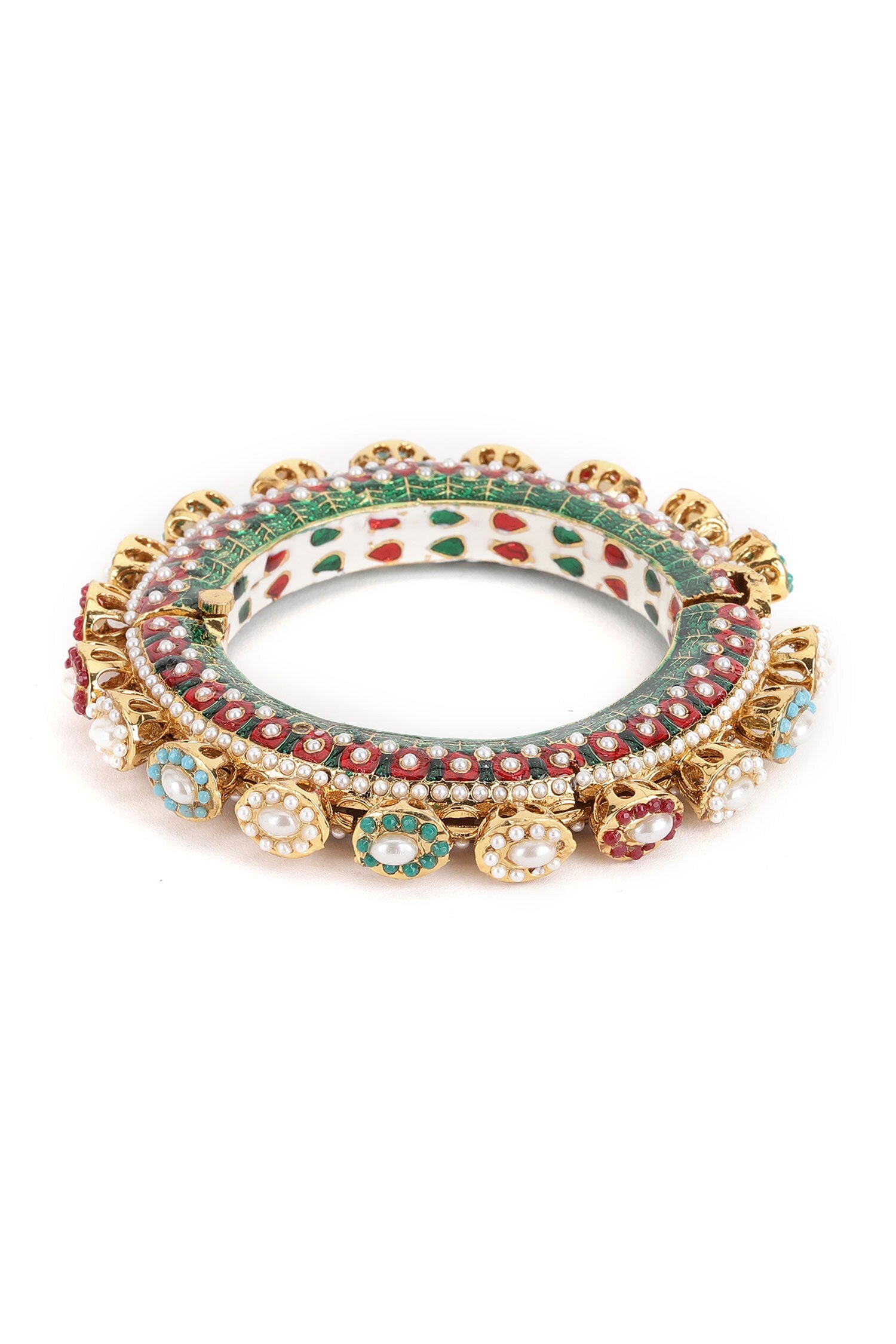 Pearl & Meenakari Work Bangles- Set of 2 
