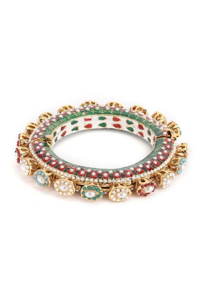 Pearl & Meenakari Work Bangles- Set of 2 