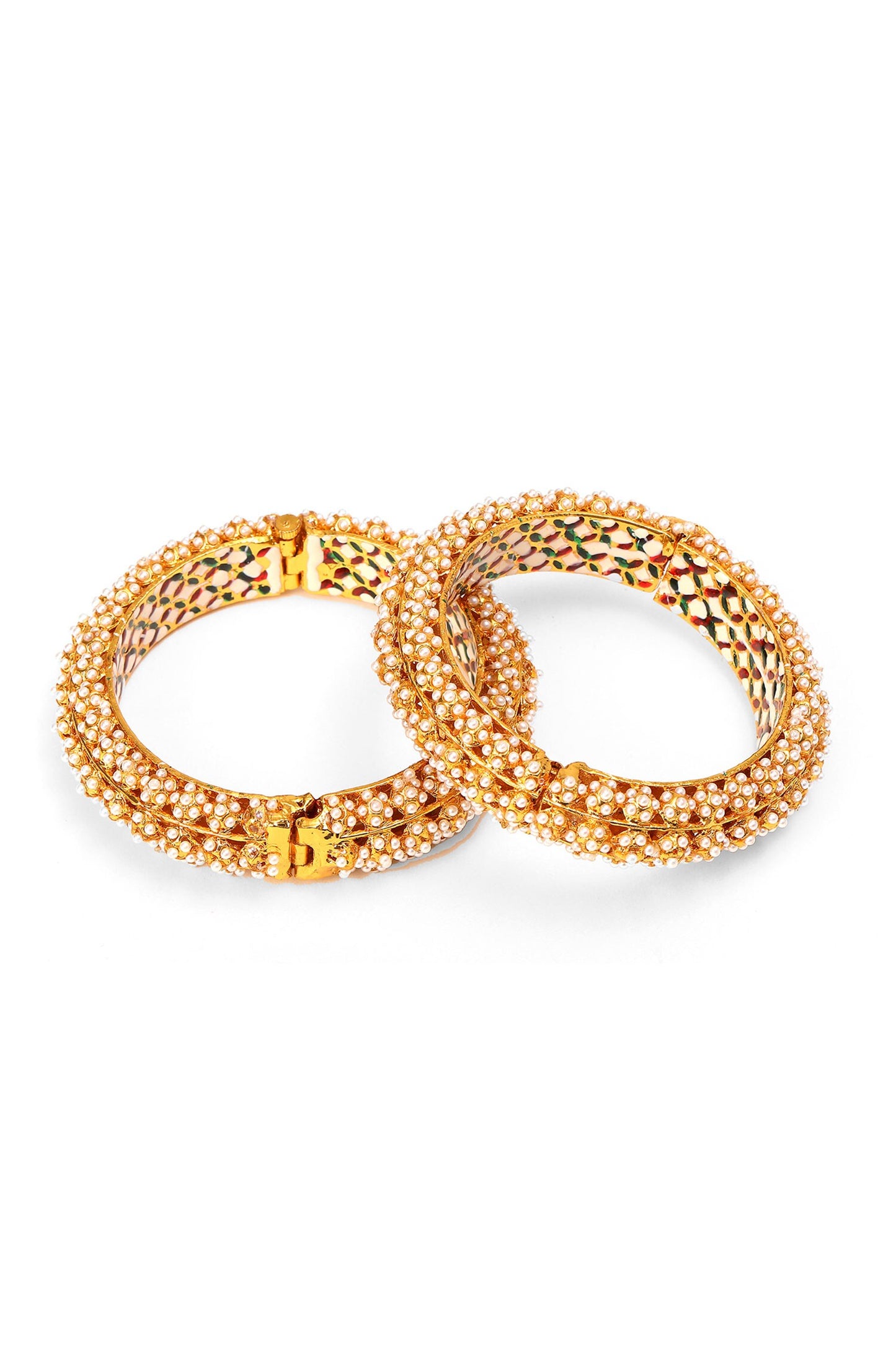 Pearl Embellished Heavy Bangles - Set of 2 