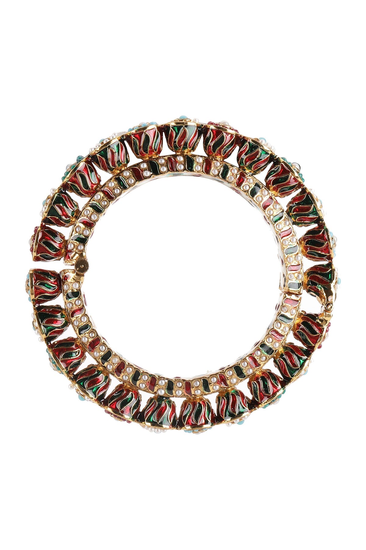Meenakari & Pearl Embellished Bangles - Set of 2 
