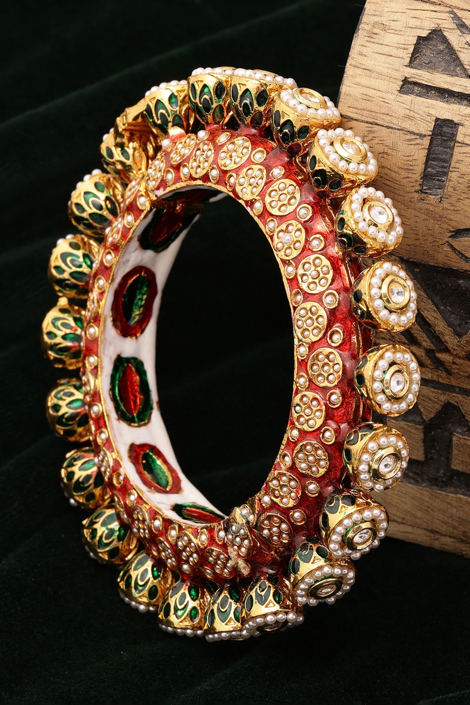 Meenakari Work Pearl Embellished Bangle - Single Pc 
