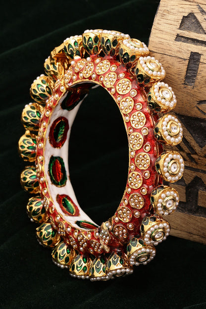 Meenakari Work Pearl Embellished Bangle - Single Pc 