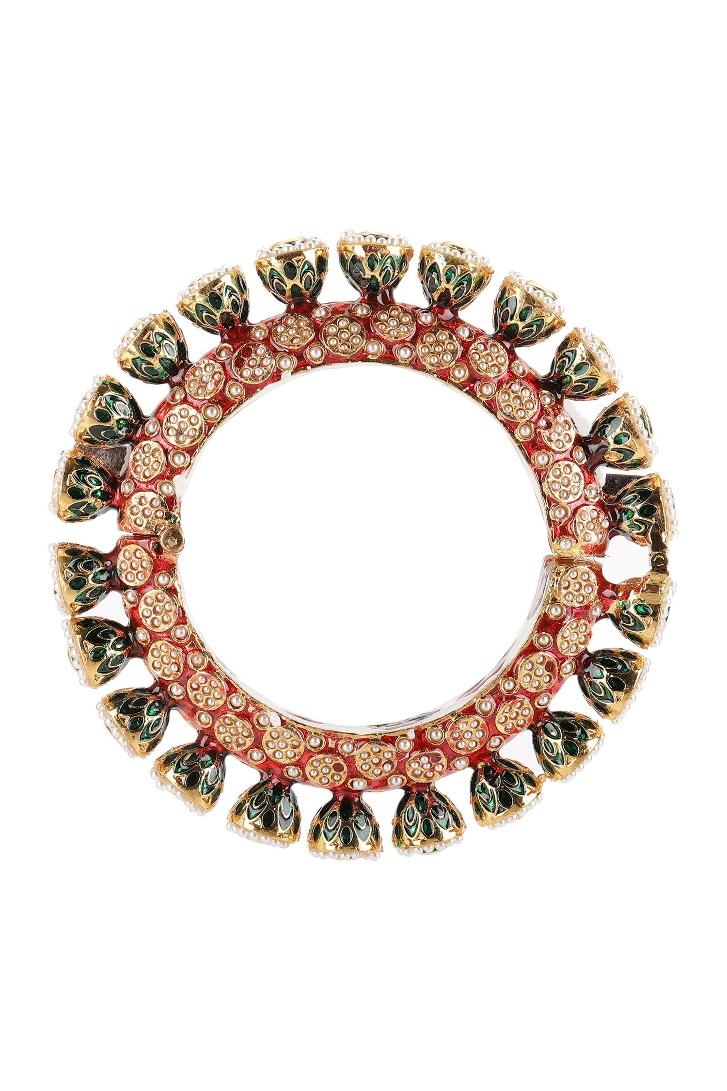 Meenakari Work Pearl Embellished Bangle - Single Pc 