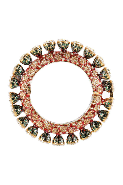 Meenakari Work Pearl Embellished Bangle - Single Pc 