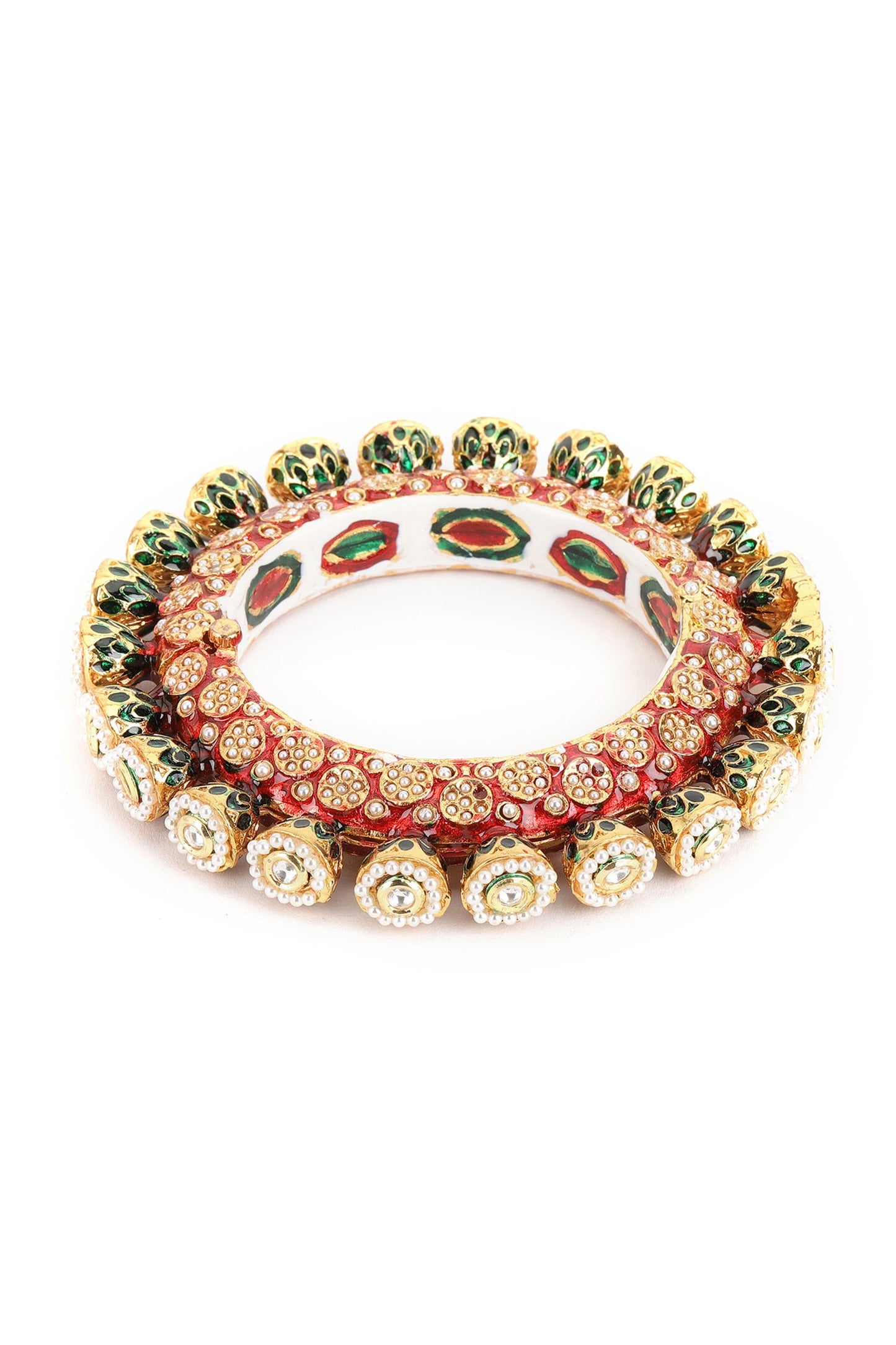 Meenakari Work Pearl Embellished Bangle - Single Pc 