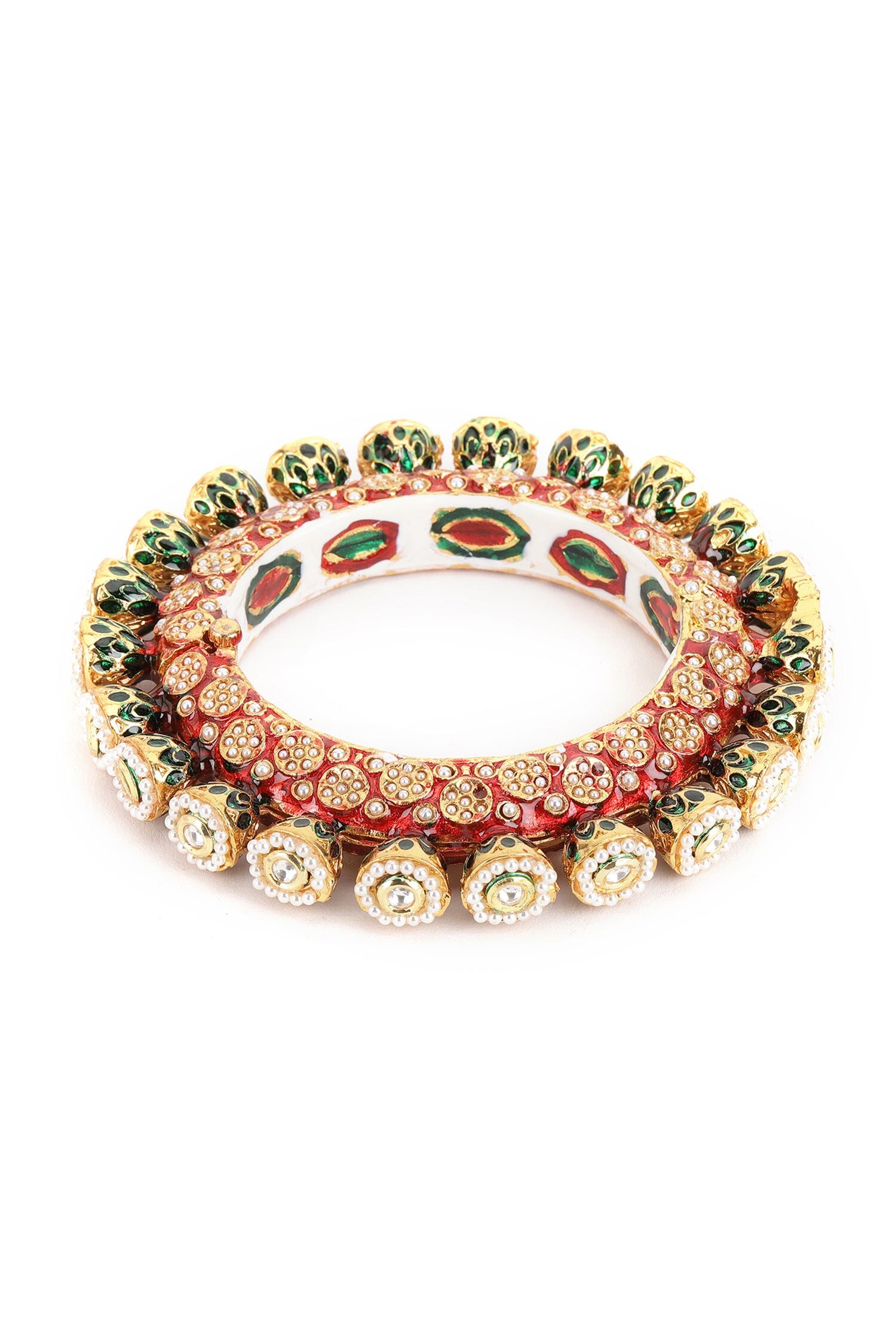 Meenakari Work Pearl Embellished Bangle - Single Pc 